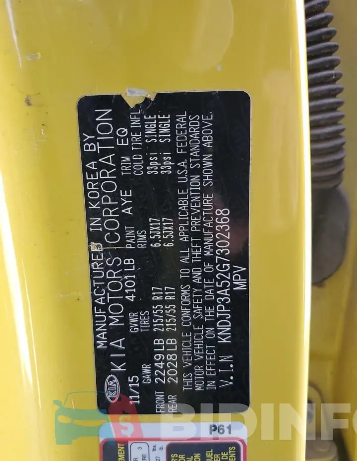 KNDJP3A52G7302368 Photo# 13