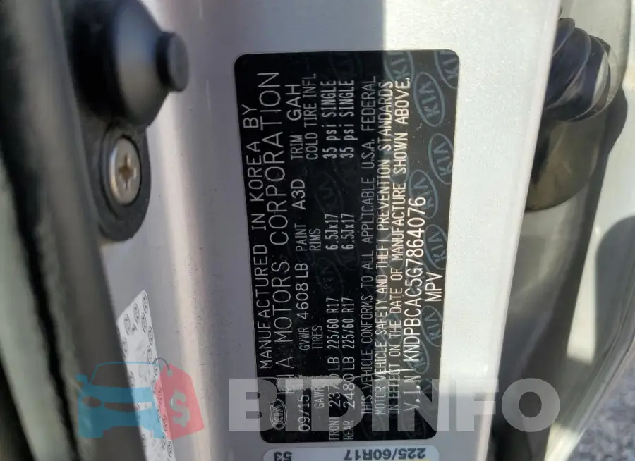 KNDPBCAC5G7864076 Photo# 12