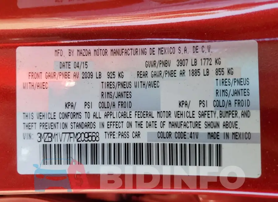 3MZBM1V77FM209568 Photo# 12