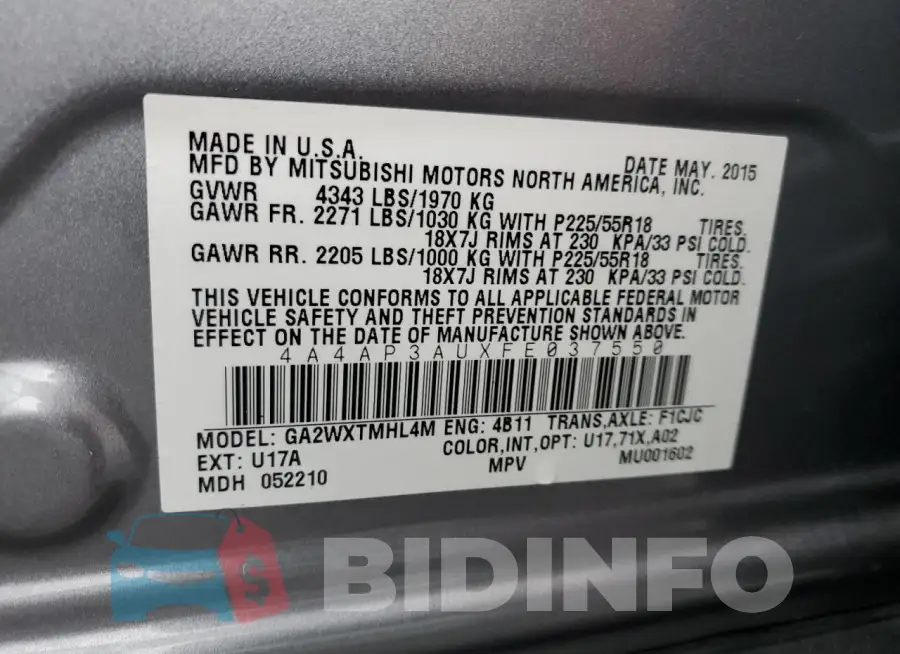 4A4AP3AUXFE037550 Photo# 13
