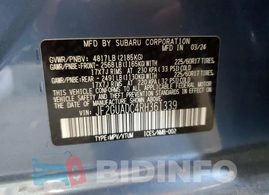 JF2GUADC4RH361339 Photo# 13