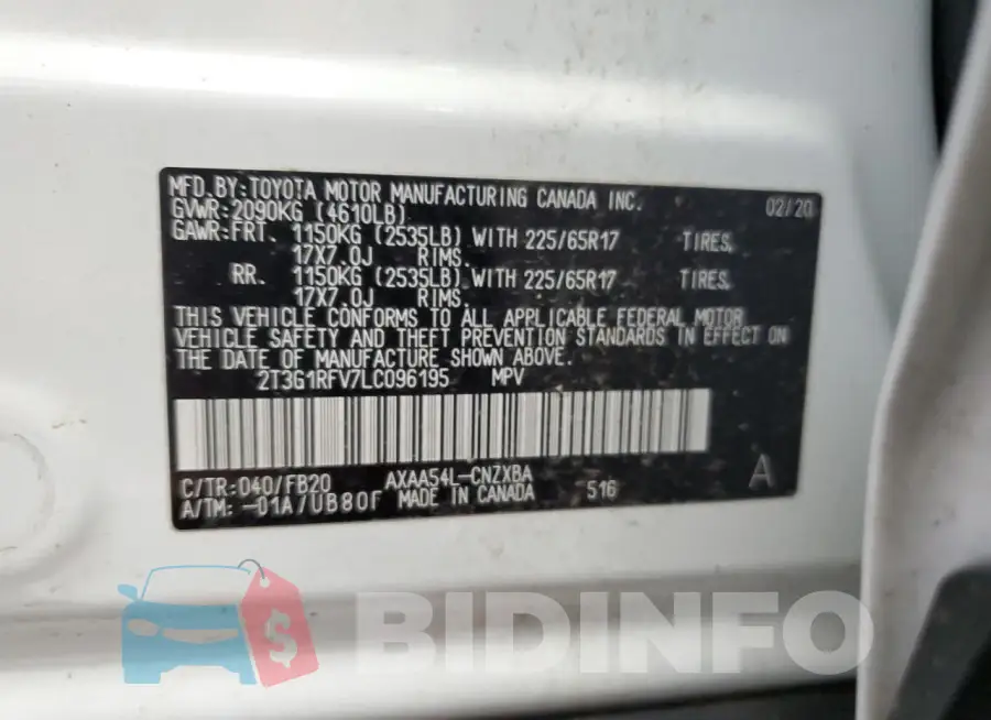 2T3G1RFV7LC096195 Photo# 13