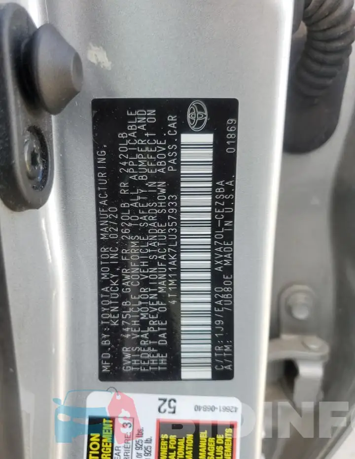 4T1M11AK7LU357933 Photo# 12