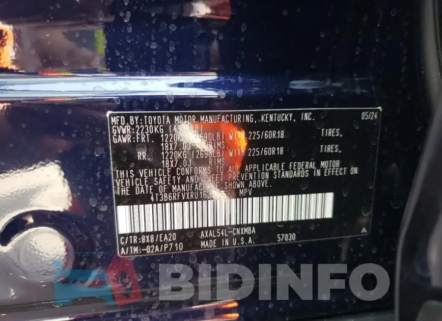 4T3B6RFVXRU162791 Photo# 14