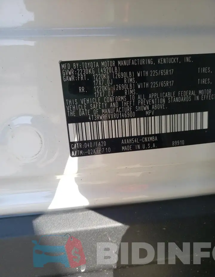 4T3RWRFVXRU146900 Photo# 13