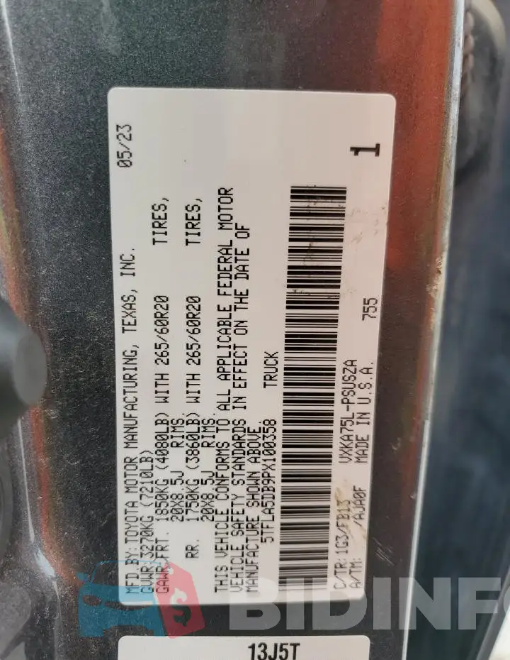 5TFLA5DB9PX100358 Photo# 12