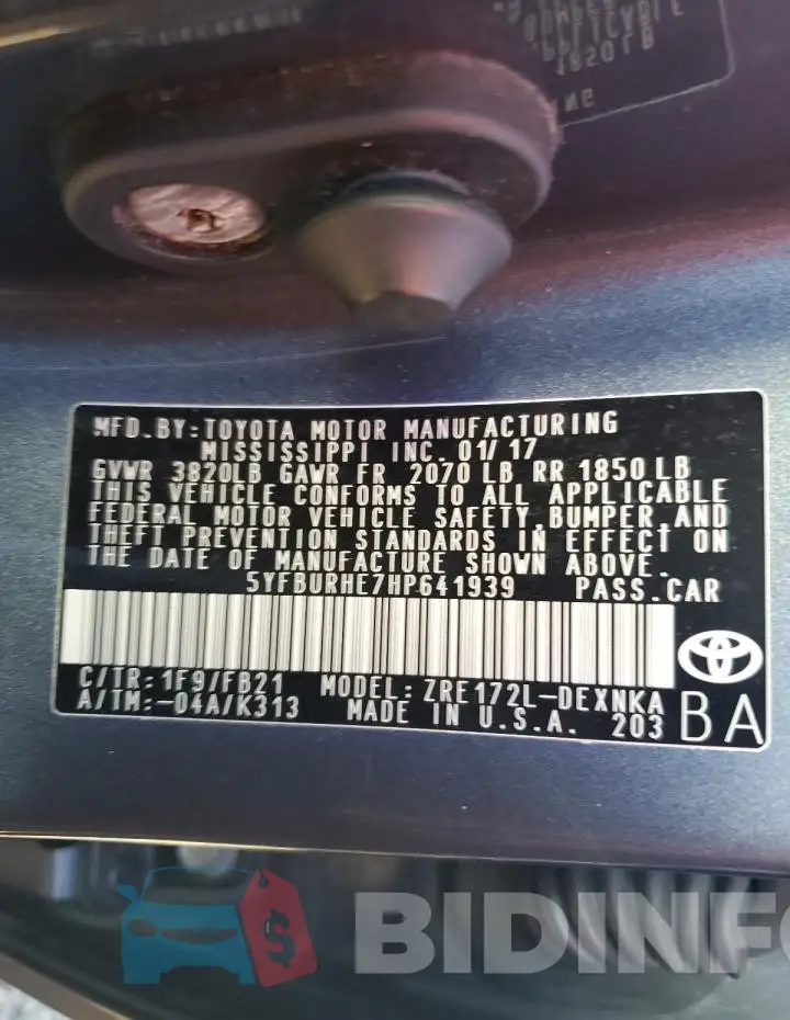 5YFBURHE7HP641939 Photo# 13