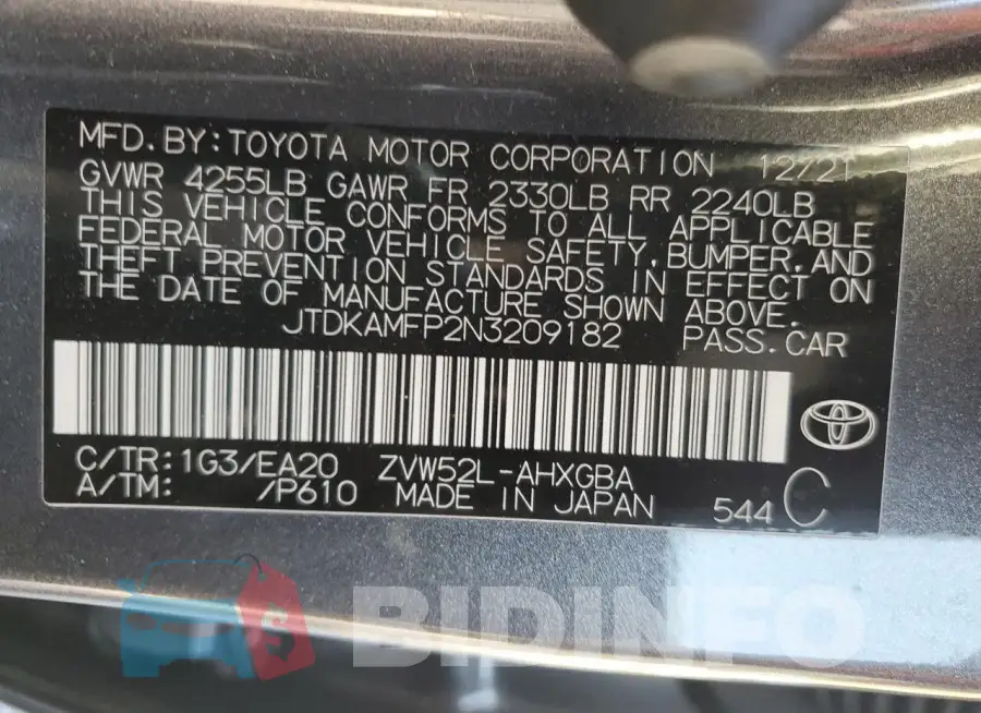 JTDKAMFP2N3209182 Photo# 12