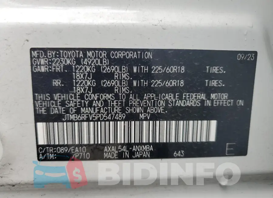 JTMB6RFV5PD547489 Photo# 13