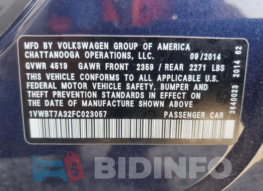 1VWBT7A32FC023057 Photo# 13