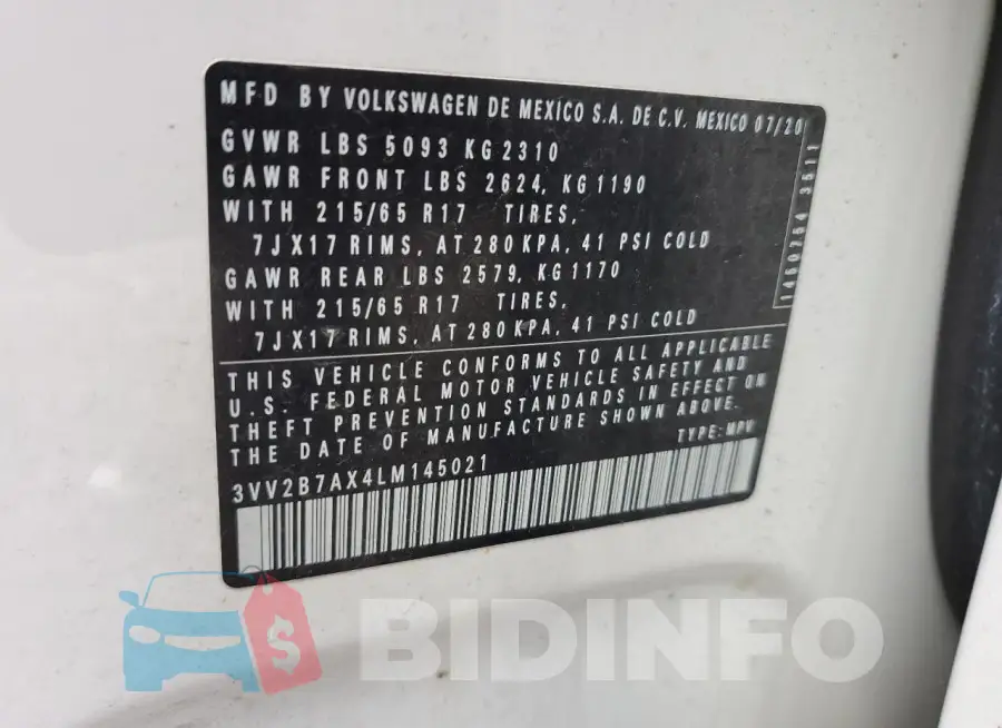 3VV2B7AX4LM145021 Photo# 13