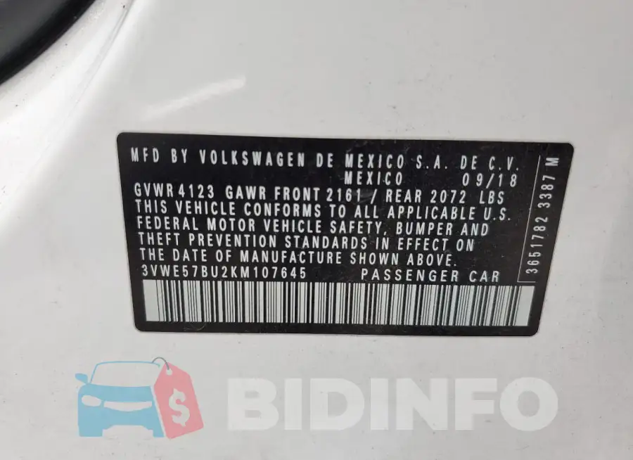 3VWE57BU2KM107645 Photo# 12