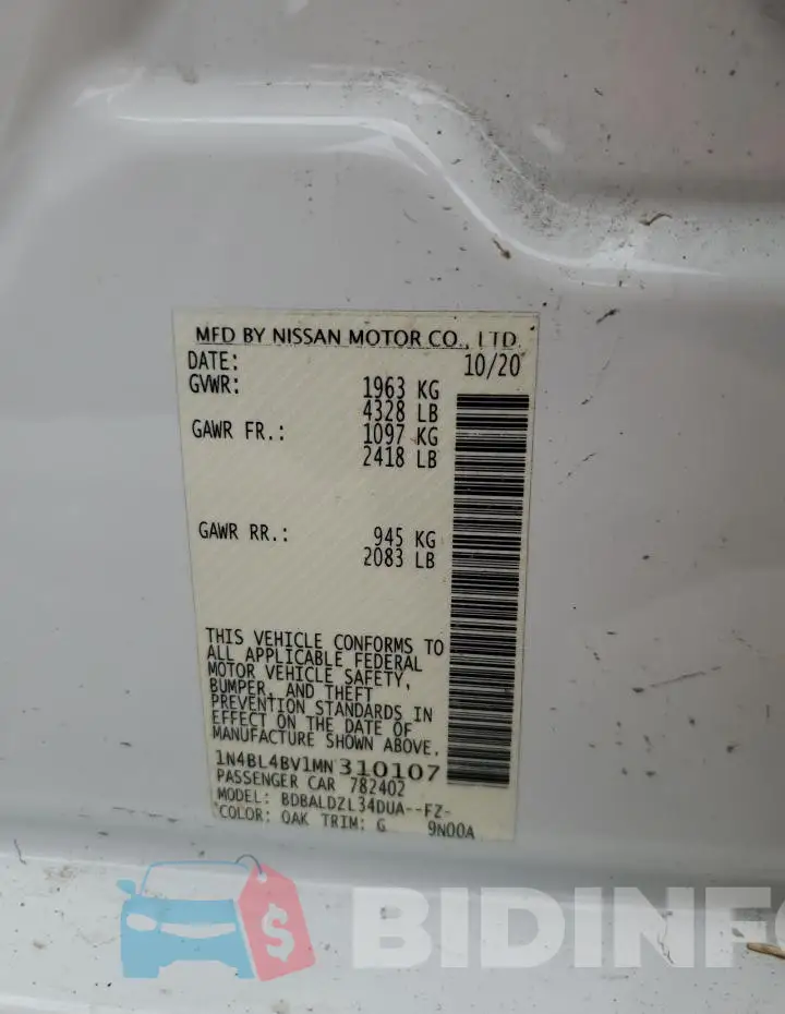 1N4BL4BV1MN310107 Photo# 12