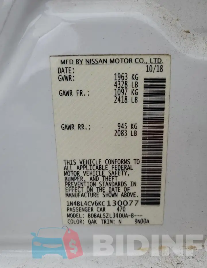 1N4BL4CV6KC130077 Photo# 12
