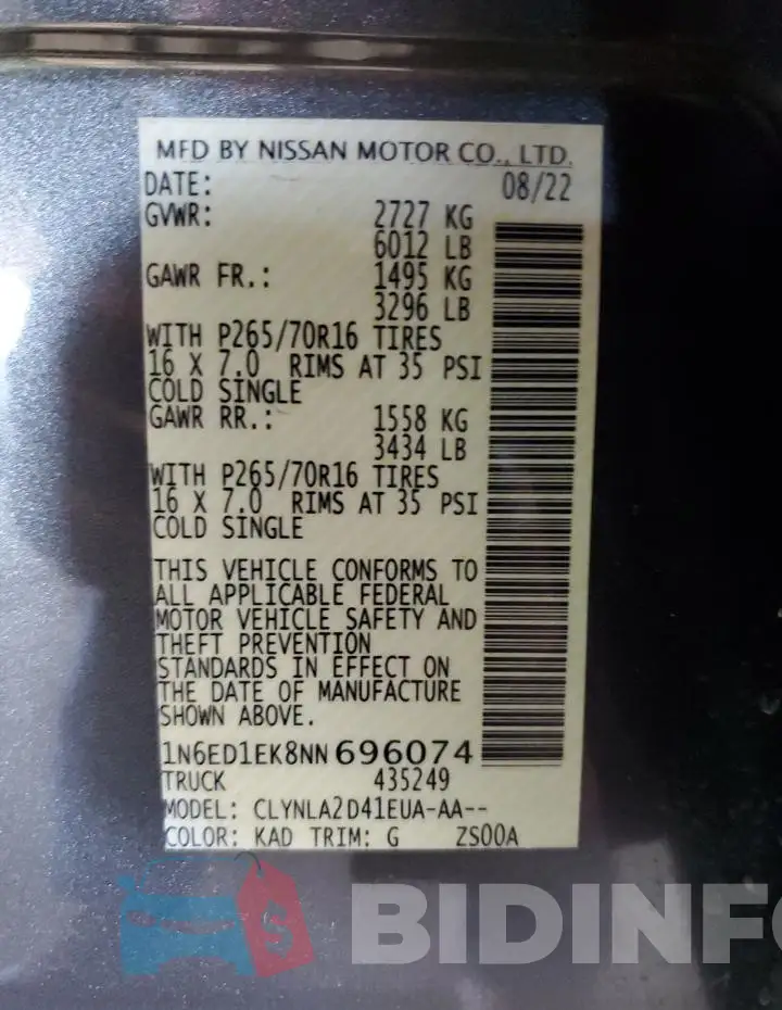 1N6ED1EK8NN696074 Photo# 12