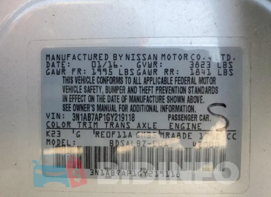3N1AB7AP1GY219118 Photo# 12
