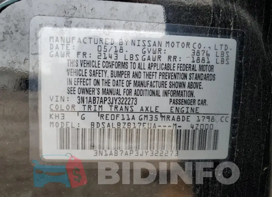 3N1AB7AP3JY322273 Photo# 12