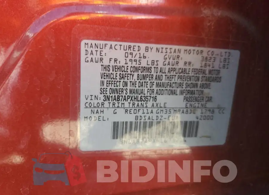 3N1AB7APXHL635716 Photo# 12