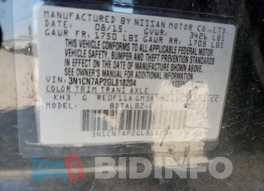 3N1CN7AP2GL818204 Photo# 13