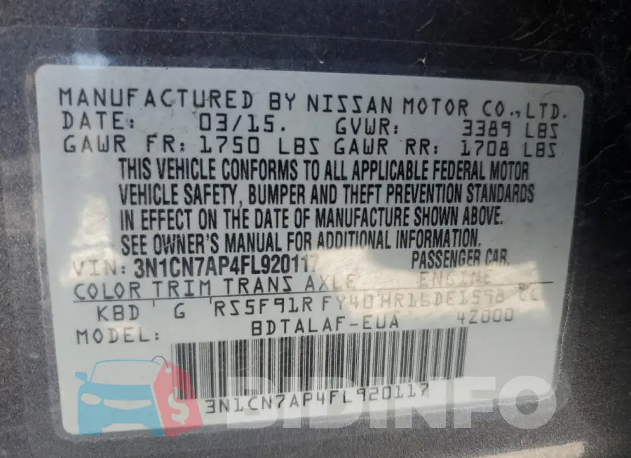 3N1CN7AP4FL920117 Photo# 12