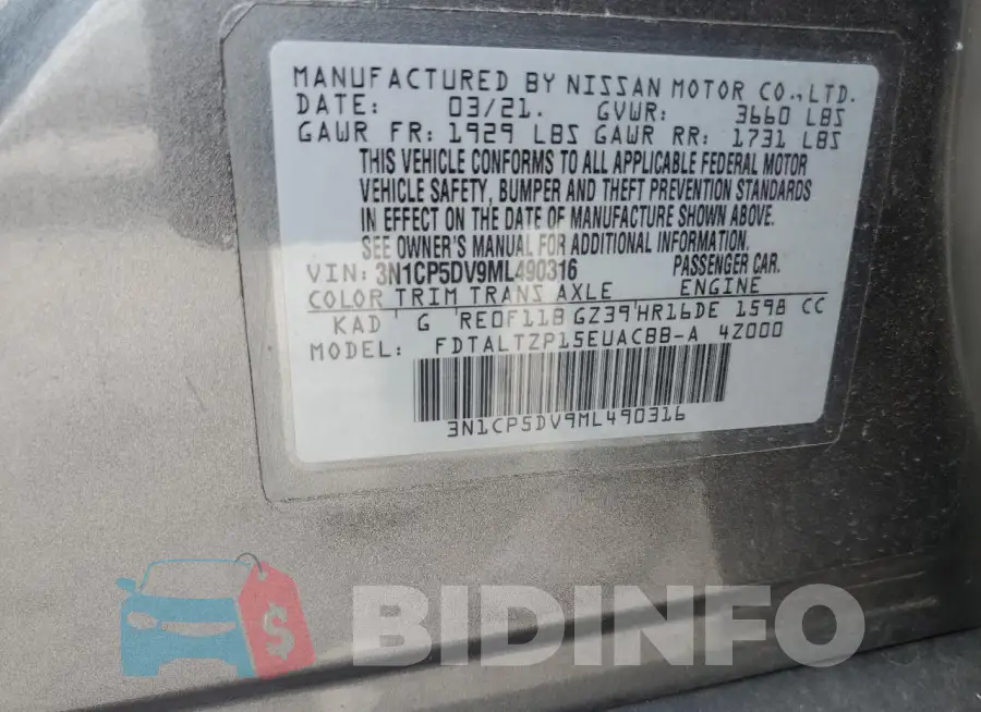 3N1CP5DV9ML490316 Photo# 14