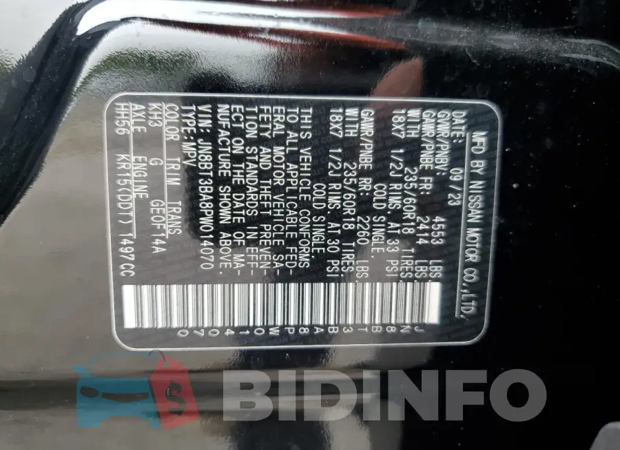 JN8BT3BA8PW014070 Photo# 14