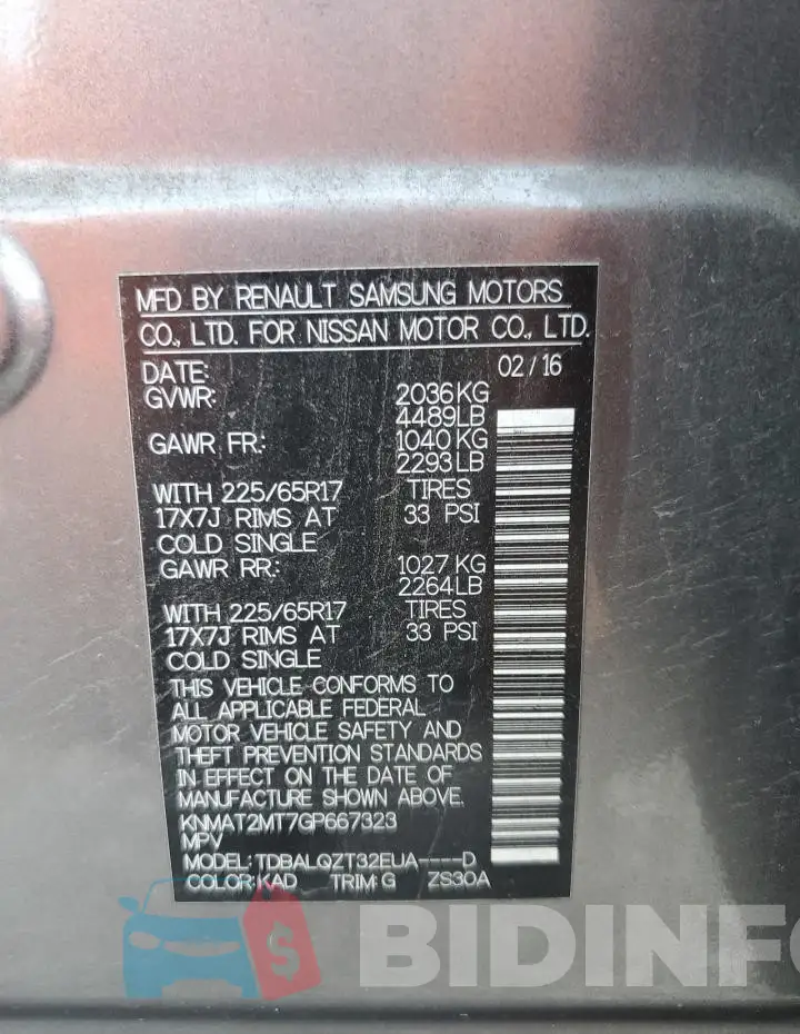 KNMAT2MT7GP667323 Photo# 13