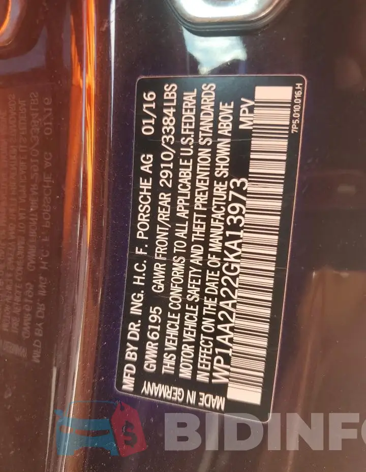 WP1AA2A22GKA13973 Photo# 14