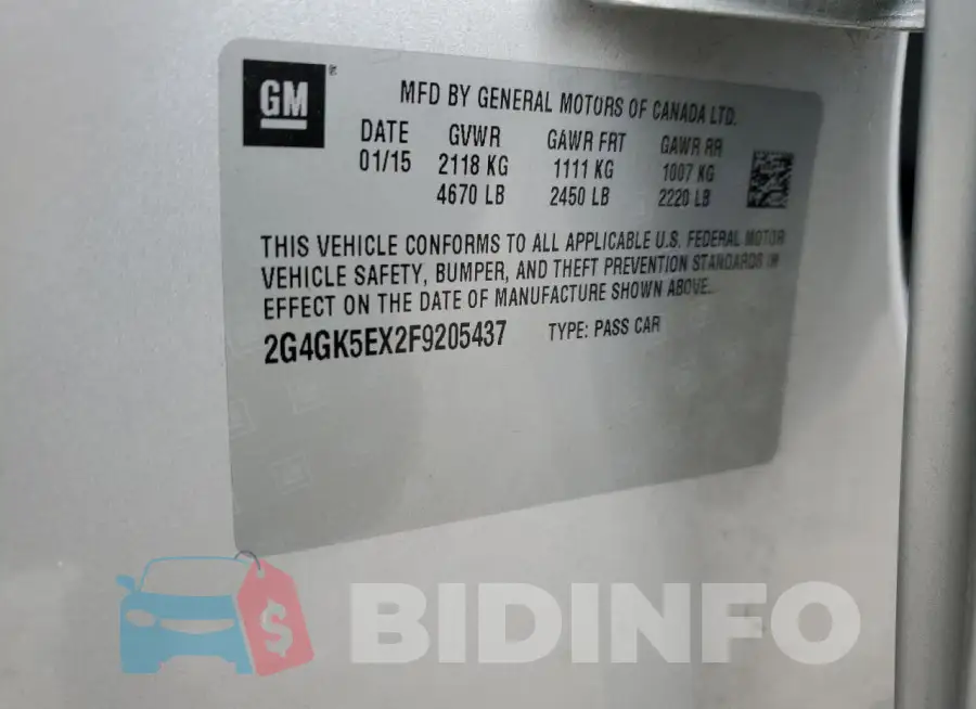2G4GK5EX2F9205437 Photo# 12
