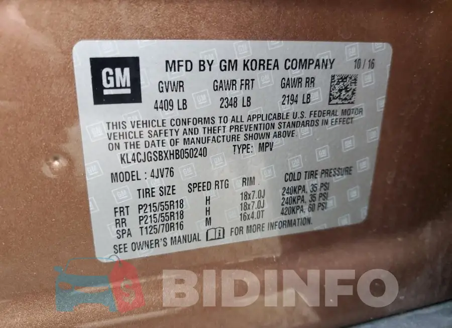 KL4CJGSBXHB050240 Photo# 13