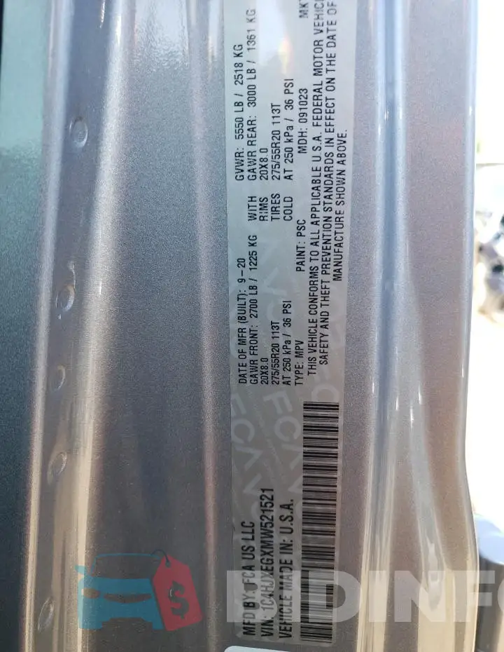 1C4HJXEGXMW521521 Photo# 12