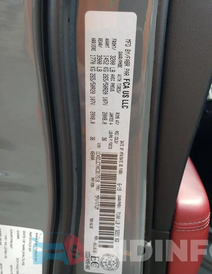 1C4SDJCTXKC817518 Photo# 14