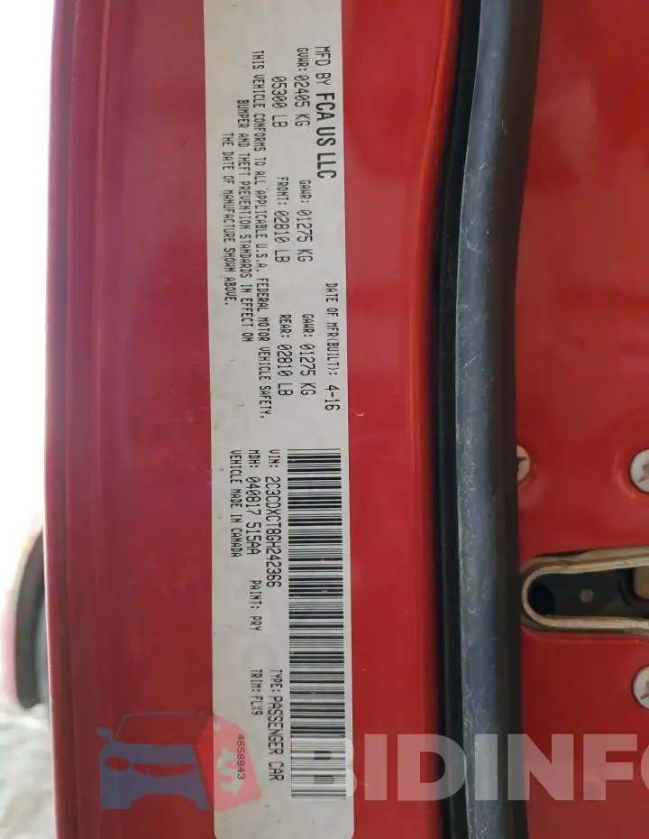 2C3CDXCT8GH242366 Photo# 12