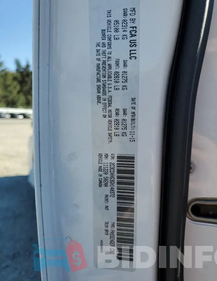2C3CDXHG3GH140372 Photo# 12