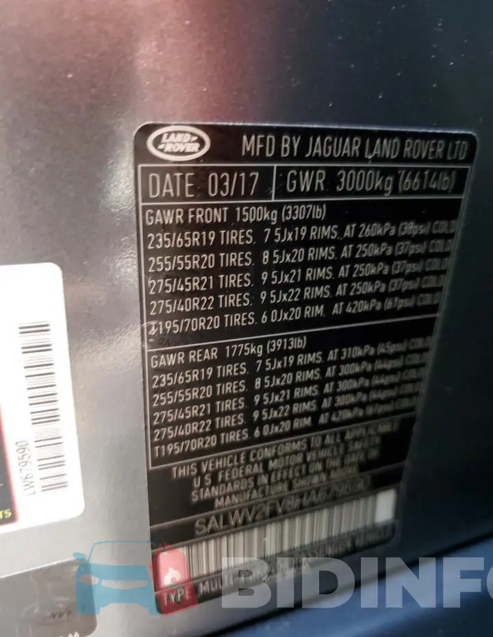 SALWV2FV8HA679590 Photo# 13