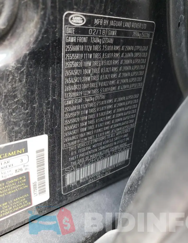 SALYL2RV6JA759065 Photo# 13