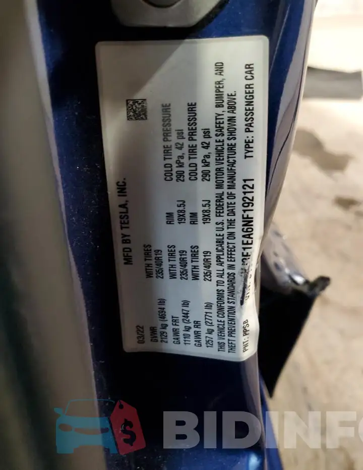 5YJ3E1EA6NF192121 Photo# 13