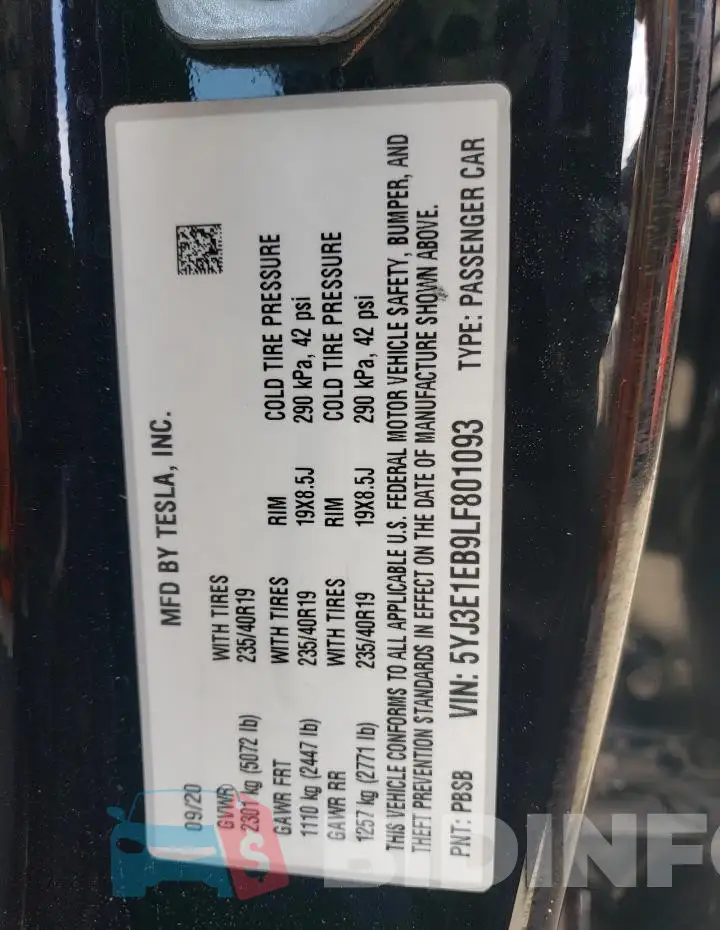 5YJ3E1EB9LF801093 Photo# 12