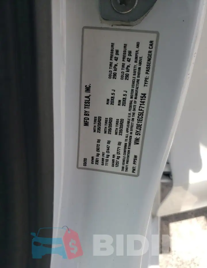 5YJ3E1EC5LF714154 Photo# 12