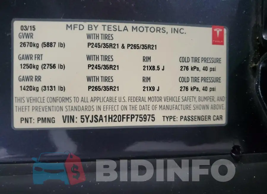 5YJSA1H20FFP75975 Photo# 12