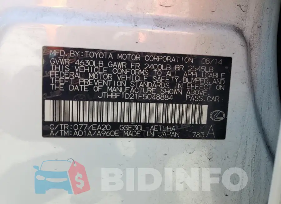 JTHBF1D21F5048884 Photo# 12