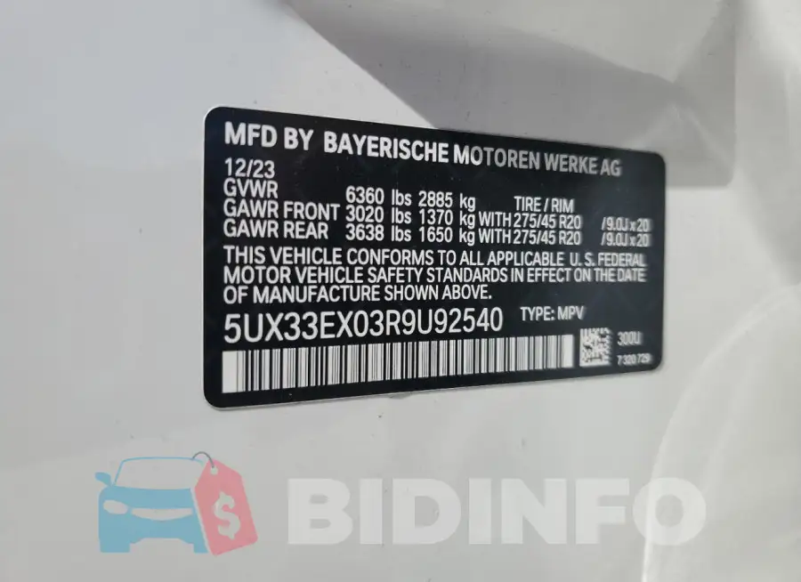 5UX33EX03R9U92540 Photo# 14