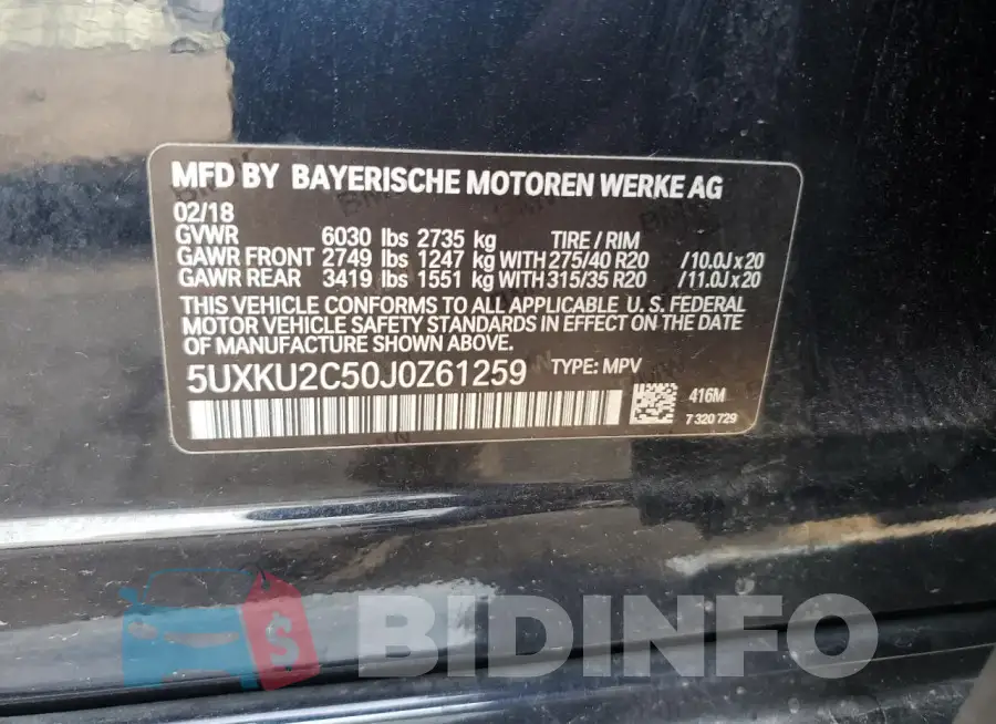 5UXKU2C50J0Z61259 Photo# 13