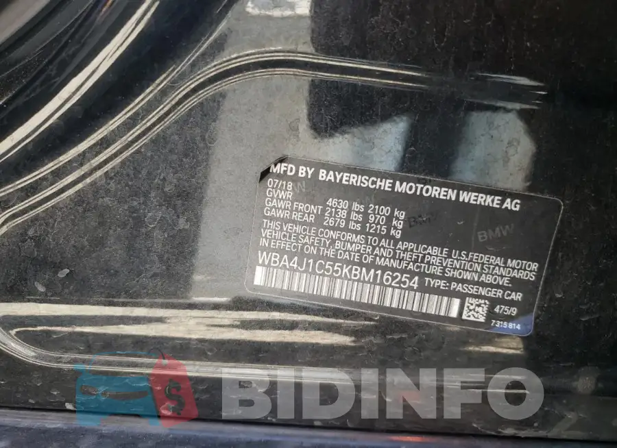 WBA4J1C55KBM16254 Photo# 12