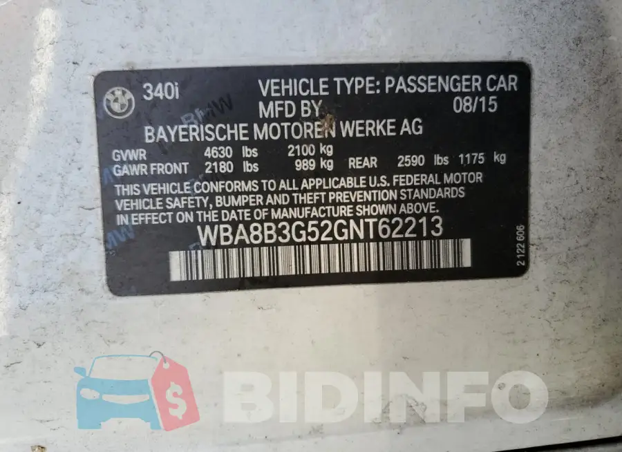 WBA8B3G52GNT62213 Photo# 12