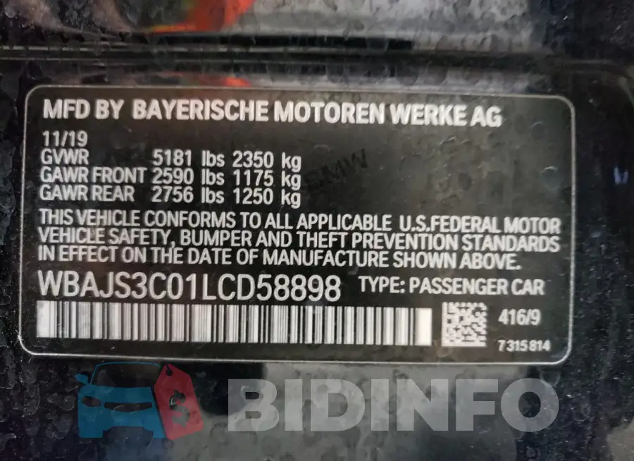 WBAJS3C01LCD58898 Photo# 13