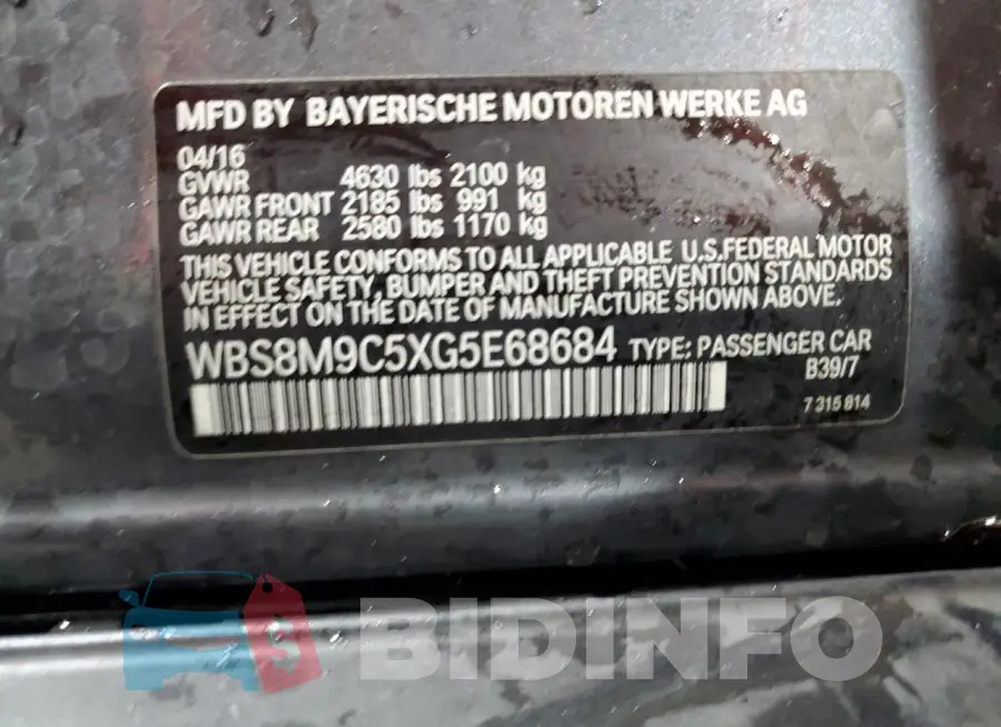 WBS8M9C5XG5E68684 Photo# 12
