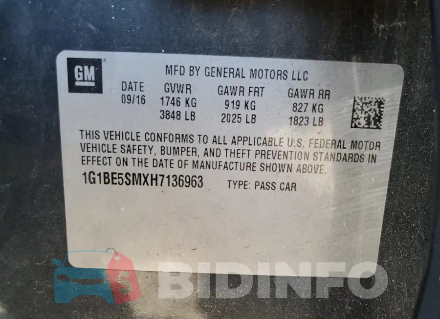 1G1BE5SMXH7136963 Photo# 12