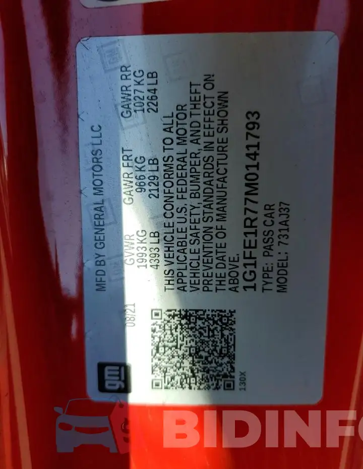 1G1FE1R77M0141793 Photo# 13