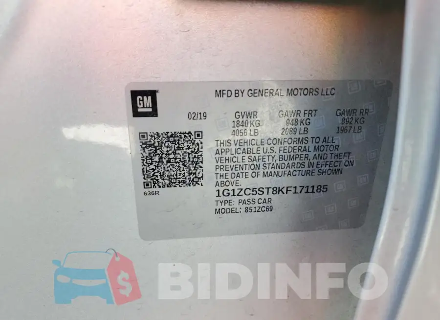 1G1ZC5ST8KF171185 Photo# 13